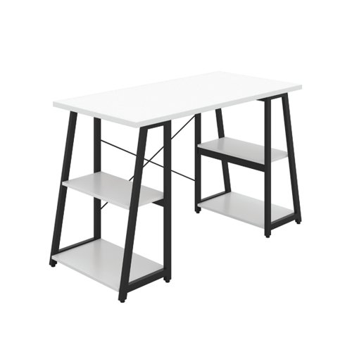 Jemini Soho Desk 4 Angled Shelves 1300x600x770mm White/Black KF90796