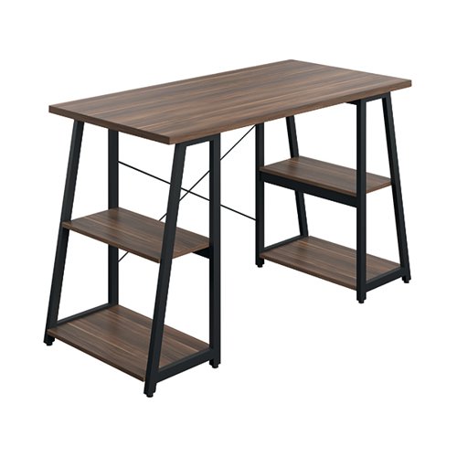 Jemini Soho Desk 4 Angled Shelves 1300x600x770mm Dark Walnut/Black SD05BKDW