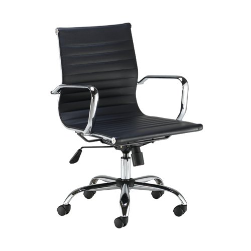 First Sosa Operator Chair 620x620x900-980mm Leather Black KF90983