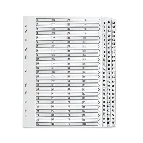 Q-Connect 1-75 Index Multi-Punched Reinforced Board Clear Tab A4 White KF97058