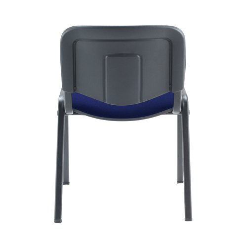 KF98504 | This multi purpose stacking chair from First is a comfortable, durable choice for offices, meeting rooms, reception areas and more. It features a soft blue upholstered seat and back with a sturdy black metal frame for durability. The chairs can be stacked when not in use to save space - ideal for occasional conferences and meetings. Optional arms and a folding writing tablet are available separately for even more versatility.