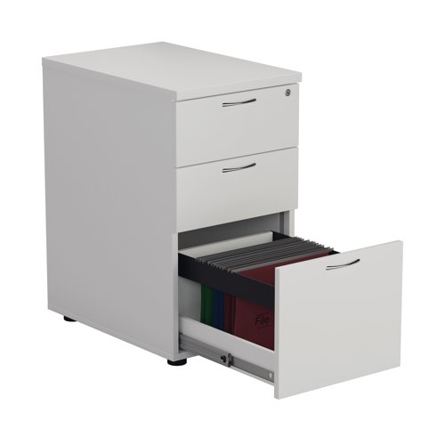 First 3 Drawer Desk High Pedestal 404x600x730mm White KF98511 VOW