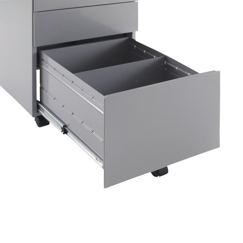 First 3 Drawer Under Desk Pedestal Steel 380x470x615mm Silver KF98513 - KF98513