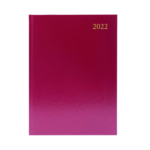 Desk Diary Day Per Page Appointments A4 Burgundy 2022 KFA41ABG22