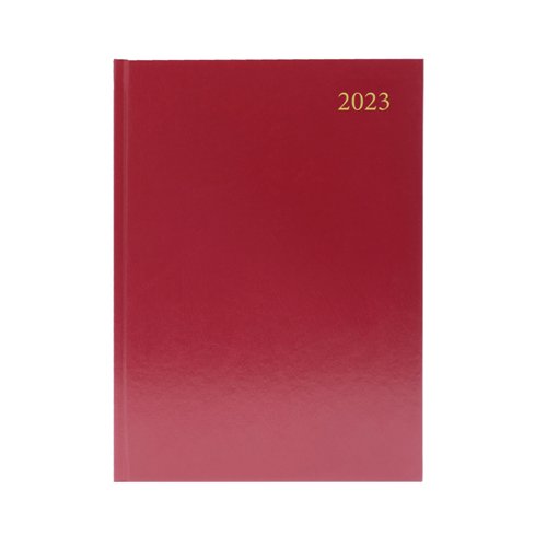 Desk Diary Day Per Page Appointments A4 Burgundy 2023 KFA41ABG22