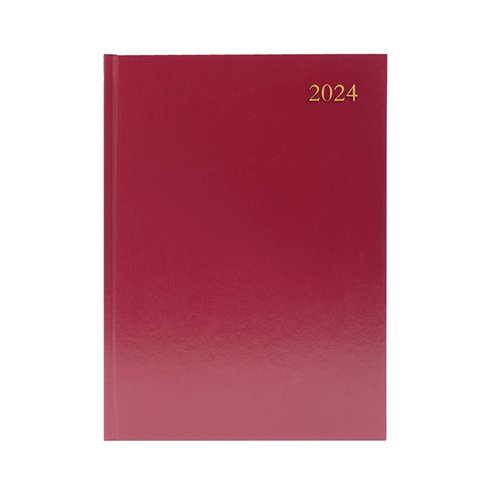 Desk Diary Day Per Page A4 Appointment Burgundy 2024 KFA41ABG24