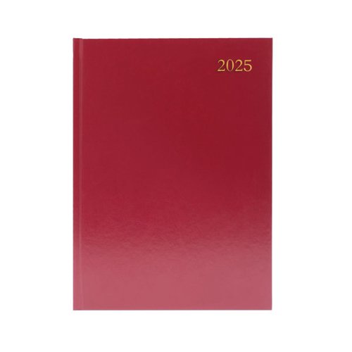 This day per day diary is ideal for meetings, appointments, deadlines and other plans, with a reference calendar on each page and half hourly appointment slots for help planning ahead. The diary also includes current and forward year planners, and a ribbon page marker for quick and easy reference. This pack contains 1 burgundy A4 diary.