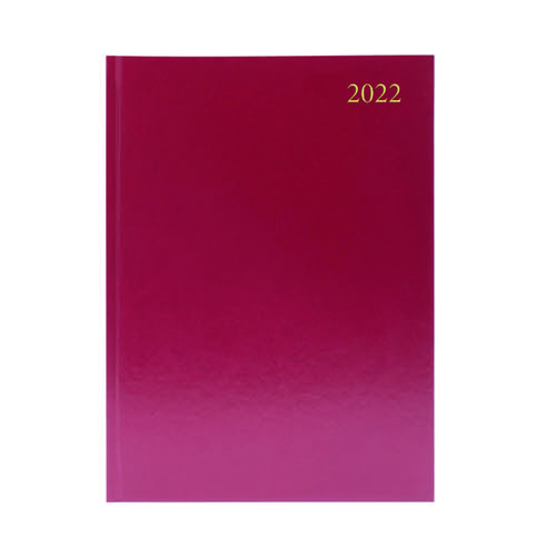 Desk Diary Day Per Page Appointments A5 Burgundy 2022 KFA51ABG22
