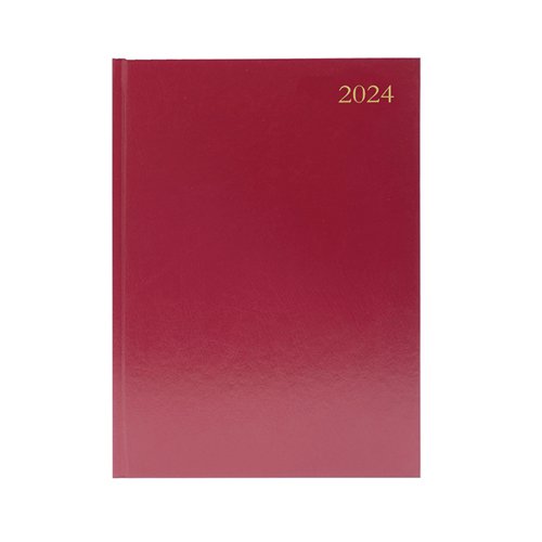 Desk Diary Day Per Page Appointment A5 Burgundy 2024 KFA51ABG24
