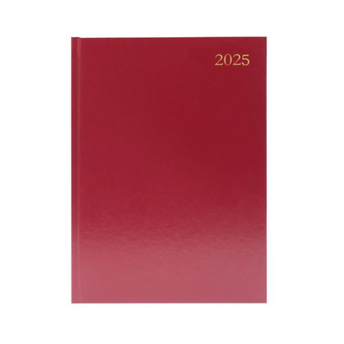 This day per page diary is ideal for meetings, appointments, deadlines and other plans, with a reference calendar on each page and half hourly appointment slots for help planning ahead. The diary also includes current and forward year planners, and a ribbon page marker for quick and easy reference. This pack contains 1 burgundy A5 diary.