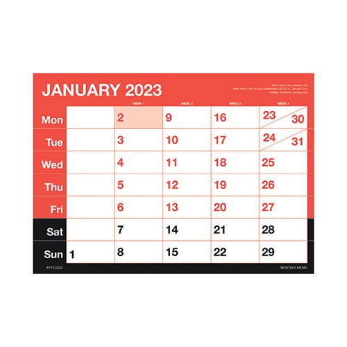 Wirebound Month To View Calendar A3 2023 KFYC2323