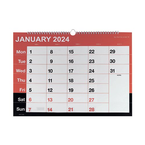 Wirebound Month To View Calendar A3 2024 KFYC2324