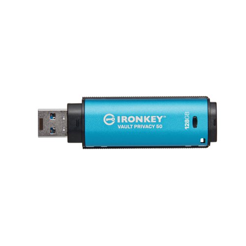 KIN32913 Kingston Ironkey Vault Privacy 50 Encrypted USB 128GB Flash Drive IKVP50/128GB