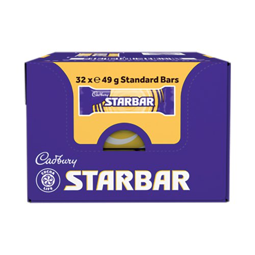 KS04300 | The Cadbury Starbar is bursting with salty peanuts and chewy caramel, all covered in delicious Cadbury milk chocolate. 49g per bar.