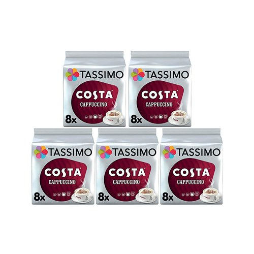 Tassimo Costa Cappuccino Coffee 16 Pods x5 Packs (Pack of 80) 4056513