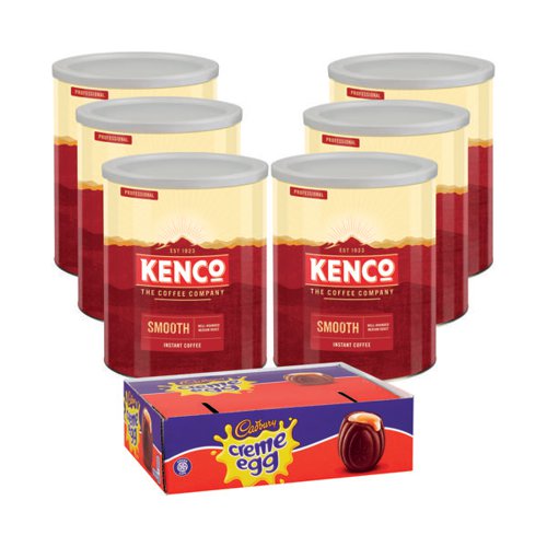 Kenco Smooth Coffee 750g Buy 6 Get FOC 1 Pack of Cadbury Creme Eggs (Pack of 7)