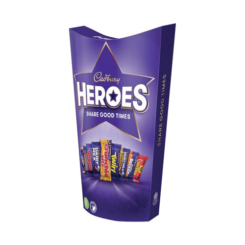 KS95987 | A mix of miniature versions of your beloved Cadbury chocolates, Cadbury Heroes are the perfect sharing treats for the office or at home. Catering to all tastes, this irresistible 290g carton includes all your classic favourites: Dairy Milk, Dairy Milk Caramel, Twirl, Wispa, Crunchie Bits, Eclair, Dinky Decker, Fudge and Creme Egg Twisted- individually wrapped for freshness.