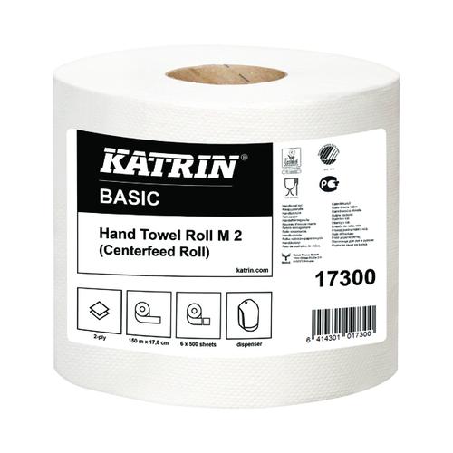 Katrin White Centrefeed 2-Ply Hand Towel White (Pack of 6) 17300