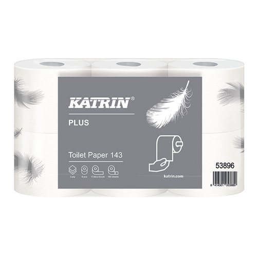 Katrin Plus 3-Ply Toilet Roll 143 Sheets (Pack of 48) 53896