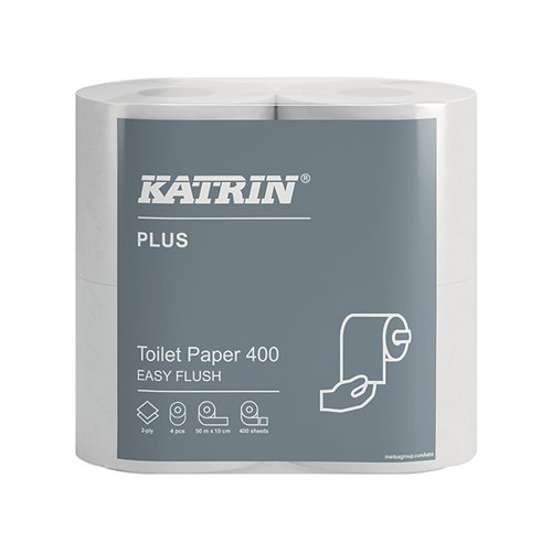 Katrin Plus Toilet Roll Easy Flush 2-Ply 400 Sheet White (Pack of 20) 82506