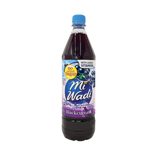 MiWadi No Added Sugar Blackcurrant Squash 1L (Pack of 12) 570328