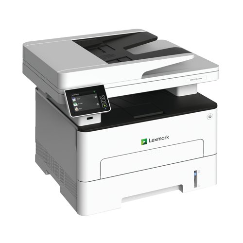 Print, scan and copy with the Lexmark MB2236i multifunctional printer. Easy to use this monochrome printer offers impressive performance and valuable extras. Standard Wi-Fi enhances connectivity, front-panel USB makes printing easier, and touch screen with Cloud Connector lets users integrate their printing and scanning with popular cloud services. The Lexmark MB2236i can print up to 34 pages per minute and offers standard two-sided printing. The laser printer features a 1 GHz processor and 512 MB of memory. Unison Toner replacement cartridges deliver up to 6000 pages of high-quality printing.