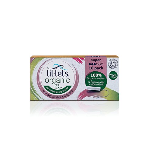 Lil-Lets Organic Non-Applicator Tampons Super x16 (Pack of 12) 90ORGSUP16