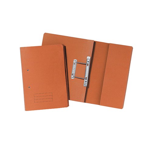 Made from 285gsm manilla, featuring a metal spring mechanism, these pocket spiral files allow for easy insertion and removal of punched papers from file. With a pocket on the inside of the back cover for loose papers, these orange files are suitable for A4 and foolscap papers. Supplied in a pack of 25.
