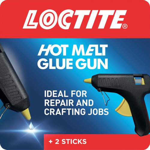 Loctite Hot Melt Glue Gun Plus 2 Refill Sticks 200mm x 11mm LO00101 Buy online at Office 5Star or contact us Tel 01594 810081 for assistance