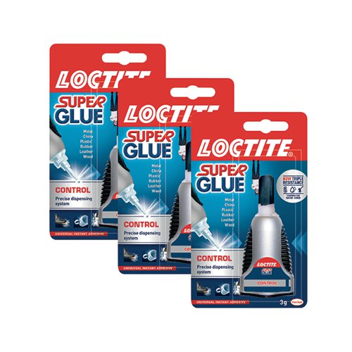 This high performance instant adhesive is the perfect solution for bonding challenges in the workplace. Simple to use with its easy grip squeeze bottle and nozzle for pinpoint applications to meet those hard to reach places. Its powerful liquid and waterproof formula has been developed to form resilient bonds to withstand heavy loads and resist shocks and extreme temperatures. Bonding in seconds, Loctite Super Glue Control Liquid offers long lasting durability on a range of materials including rubber, leather wood, metal and most plastics. Buy two 4g Super Glue Control tubes and you will receive a third free with this promotional deal.