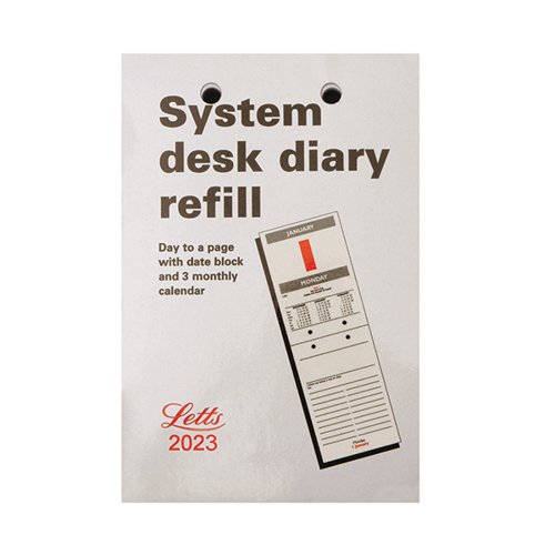Letts Business System Desk Day to View Calendar Refill 2023 23-TSDR
