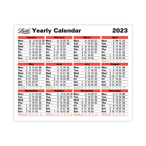 Letts Yearly Calendar 2023 23-TYC