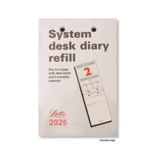 LTSDR25 | This refill is designed to fit onto the Letts System Desk Calendar base and features a day per page with plenty of writing space for each day. The dates are in bold red for fast and easy date referencing, and there is also a Quote-a-day feature on the second page.