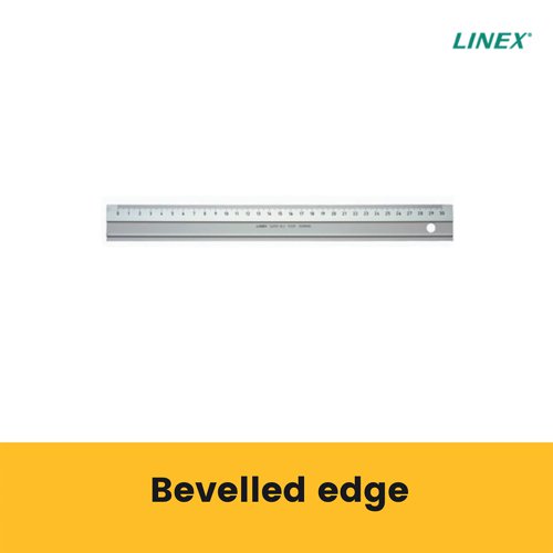 The Linex Range of Hobby Cutting Rulers are made from light aluminium and feature an anti-slip rubber strip to prevent movement. They are also supplied in a protective hanging sheath. Bevelled edge rule with a special rubber strip on the underside preventing slipping and sliding when using a cutting knife. The bevel edged is for measuring while the other side is plain for cutting.