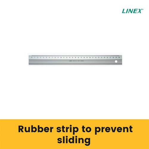 The Linex Range of Hobby Cutting Rulers are made from light aluminium and feature an anti-slip rubber strip to prevent movement. They are also supplied in a protective hanging sheath. Bevelled edge rule with a special rubber strip on the underside preventing slipping and sliding when using a cutting knife. The bevel edged is for measuring while the other side is plain for cutting.