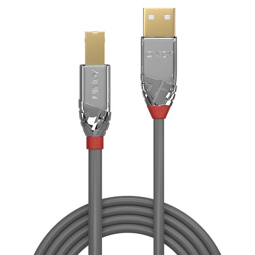 Lindy Cromo Line USB 2.0 Type A to B Cable 5m Grey 36644 | LY36644 | Lindy Electronics Ltd