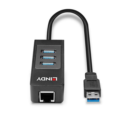 Lindy USB 3.0 Hub and Gigabit Ethernet Converter 43176 External Computer Cables LY43176