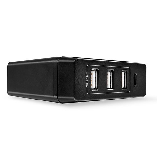 Lindy 4 Port USB Type C and A Smart Charger Power Delivery 72W Black 73329 - LY73329