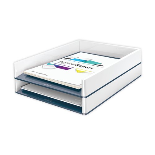 Leitz WOW Letter Tray Dual Colour White/Grey 53611001 | LZ11358 | ACCO Brands