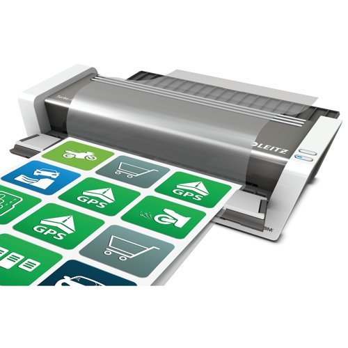 The Leitz iLAM Touch 2 Turbo A3 Laminator is a fully automatic, large scale, high speed machine for intensive professional use. With a warm up time of just 1 minute and an approximate speed of 20 seconds to laminate a 160 micron A4 pouch, this laminator will make quick work of your laminating requirements. Offering great ease of use, the iLAM Touch 2 Turbo features an auto-reverse function to prevent jamming, an automatic shut off function after 30 minutes of inactivity, and unique smart sensor technology that recognises document thickness and selects the best laminating speed. This machine accepts up to 500 micron thick pouches and laminates all sizes up to A3. Includes a free starter pack of pouches. 25 GBP / 25 Euros Cashback Claim at leitzcashback.eu.