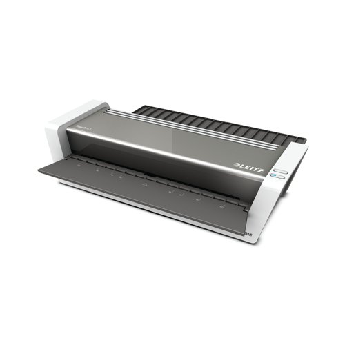 The Leitz iLAM Touch 2 A3 Laminator is a fully automatic, large scale, high speed machine for intensive professional use. With a warm up time of just 1 minute and an approximate speed of 25 seconds to laminate a 160 micron A4 pouch, this laminator will make quick work of your laminating requirements. Offering great ease of use, the iLAM Touch 2 features an auto-reverse function to prevent jamming, an automatic shut off function after 30 minutes of inactivity, and unique smart sensor technology that recognises document thickness and selects the best laminating speed. This machine accepts up to 500 micron thick pouches and laminates all sizes up to A3. Includes a free starter pack of pouches.