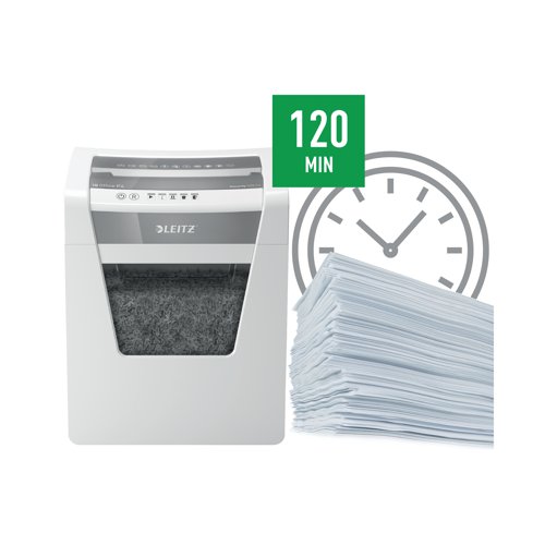 The Leitz IQ Office Cross-Cut is a strong and stylish office shredder. Perfect shredding everytime, no complications and excellent performance with this anti jam, quiet and long running shredder. The Leitz IQ shreds up to 15 sheets of A4 paper (80gsm) into Security DIN P-4 pieces allowing more in the generous 23 litre bin. with simple operation using touch controls. Shred for longer with a class leading 2 hour run time, for a completely uninterrupted shredding experience. 15 GBP / 15 Euros Cashback Claim at leitzcashback.eu.