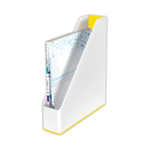 Leitz WOW Magazine File Dual Colour White/Yellow 53621016 LZ12204 Buy online at Office 5Star or contact us Tel 01594 810081 for assistance