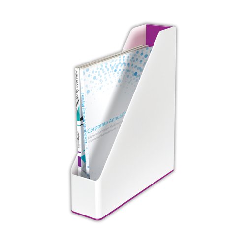 Leitz WOW Magazine File Dual Colour White/Purple 53621062 LZ12206 Buy online at Office 5Star or contact us Tel 01594 810081 for assistance