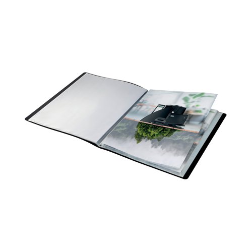 Premium quality polypropylene Leitz A4 display book for every day use in school, office and home. 20 clear plastic pockets fixed inside the spine, ideal for presenting and carrying papers. Made with 90% (mix of pre and post-consumer) recycled plastic, climate neutral and 100% recyclable. Robust and practical presentation book from the Leitz Recycle range is made to last. The eco friendly Recycle range from Leitz can both improve your office environment and the environment of our planet.