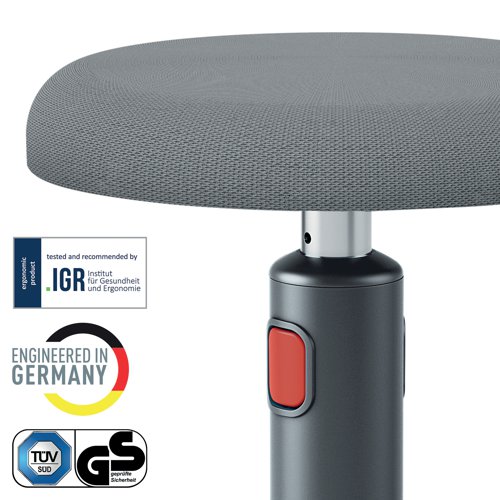 Leitz Ergo Cosy Active Sit/Stand Stool 370x370x690mm Velvet Grey 65180089 LZ12947 Buy online at Office 5Star or contact us Tel 01594 810081 for assistance