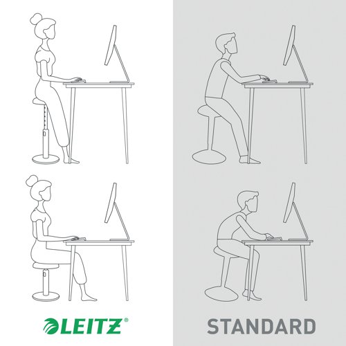 The Leitz Ergo Cosy Active Sit/Stand Stool is the perfect stool seat to help create a comfortable and active workspace. Designed to keep your core body centralised when sitting, it will significantly reduce discomfort and stiffness in your shoulders and back by promoting a healthy posture and improving circulation. With the foam padding and fabric cover, it is also perfect to use in the home office. With its minimalist design, this stylish sit/stand stool will improve health and wellbeing by effortlessly creating the perfect active working set-up.
