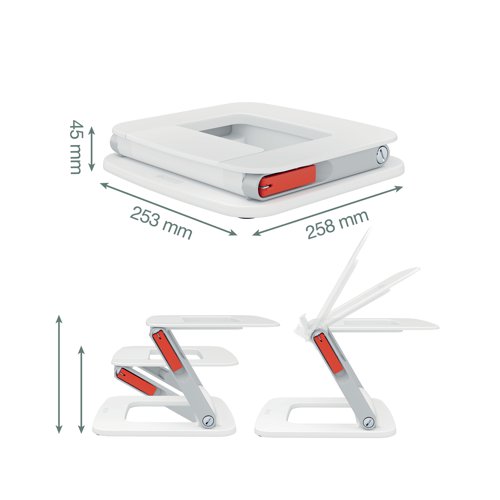 LZ13260 Leitz Ergo Adjustable Multi-Angle Laptop Stand White 258x45x253mm 64240001