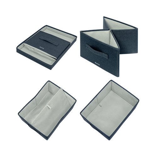 Leitz Fabric Storage Box with Lid Twinpack Medium Grey 61440089 ACCO Brands
