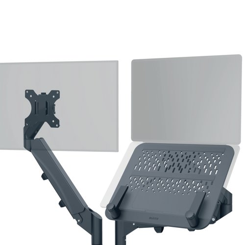 LZ13470 Leitz Ergo Dual Monitor and Laptop Arm Dark Grey 65380089